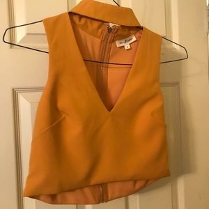 Blu Spero mustard V cut out crop top